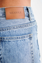 Janine High Waisted Straight Leg Jeans - Washed Mid Blue