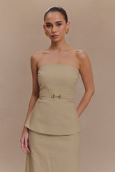 Dora Strapless Linen Top - Natural
