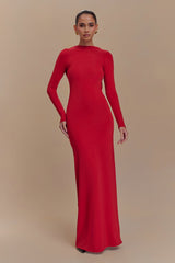 Bennett Slinky Long Sleeve Maxi Dress - Ruby