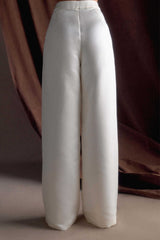 Ada Satin Straight Leg Pant - Ivory