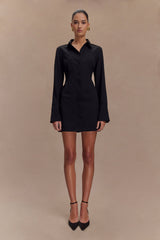 Dorian Fitted Shirt Mini Dress - Black