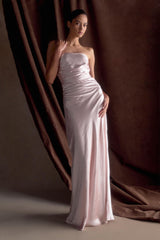 Cedar Strapless Satin Maxi Dress - Soft Pink