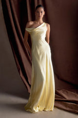 Jacinta One Shoulder Maxi Dress - Pastel Lemon