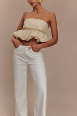 Caitlin Mid Rise Denim Flare Jeans - White