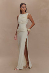 Henley Slinky Drape Maxi Dress - Ivory