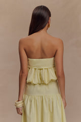 Amirah Strapless Bubble Crop Top - Lemon