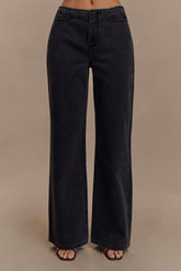 Caitlin Mid Rise Denim Flare Jeans - Washed Black