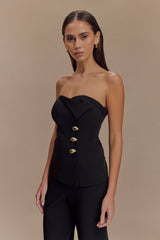 Lindie Strapless Suiting Top - Black