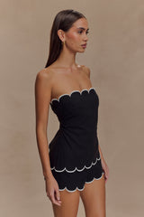 Judith Strapless Scallop Top - Black
