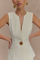 Angelie Suiting Vest Top - Ivory