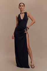 Kaiden Slinky Beaded Maxi Dress - Black