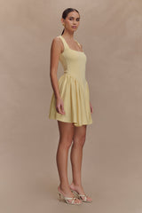 Sharon Scuba Jersey Mini Dress - Pastel Lemon