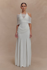 Gabrielle Slinky And Mesh Maxi Dress - White
