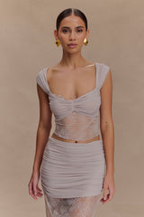 Guinevere Lace And Mesh Top - Lilac