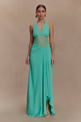 Jonna Chiffon And Mesh Maxi Dress - Lagoon