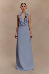 Carolyn Linen Bubble Maxi Dress - Misty Blue