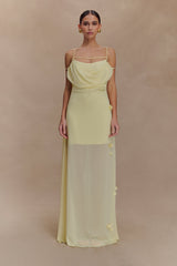Rosalie Floral Chiffon Maxi Dress - Pastel Lemon