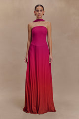 Caira Chiffon Scarf Maxi Dress - Ombre Dark Pink