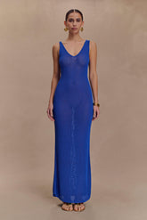 Ari Tape Yarn Knit Maxi Dress - Cobalt Blue