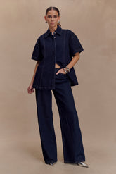 Maya Oversized Denim Shirt - Indigo Blue