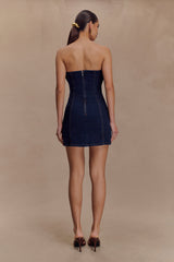 Raesha Frill Denim Mini Dress - Indigo Blue