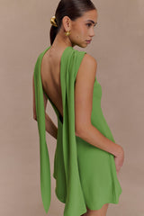 Wynter Scarf Draped Mini Dress - Green