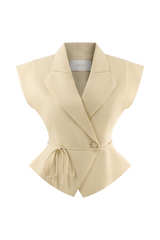 Andina Shortsleeve Linen Top - Natural Beige