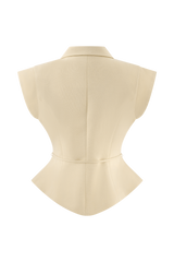 Andina Shortsleeve Linen Top - Natural Beige