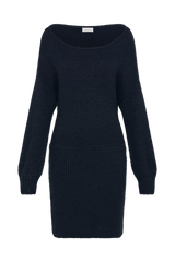 Rafferty Boat Neck Knit Mini Dress - Navy