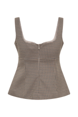Lawry Structured Longline Top - Tan Check