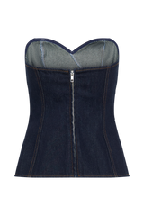Sylas Strapless Buckle Denim Top - Indigo Blue