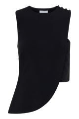 Astrid Asymmetric Sleeveless Suiting Top - Black