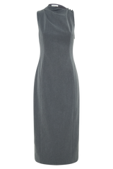 Taylor Draped Crepe Midi Dress - Charcoal Marle