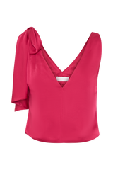 Nicola Satin Tie Sleeveless Top - Pink Cherry