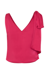 Nicola Satin Tie Sleeveless Top - Pink Cherry