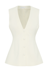 Katelyn Short Sleeve Suiting Top - Ivory
