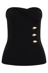 Lindie Strapless Suiting Top - Black