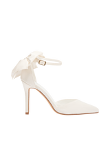 Charmed Satin Bow Heel - White