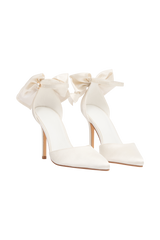 Charmed Satin Bow Heel - White