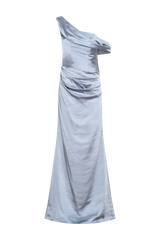 Dalia Off Shoulder Satin Maxi Dress - Frosted Blue