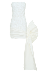 Franka Strapless Bow Mini Dress - White