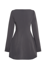 Jolie Boat Neck Suiting Mini Dress - Charcoal Grey