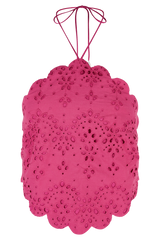 Kensley Broderie Halter Top - Dragonfruit
