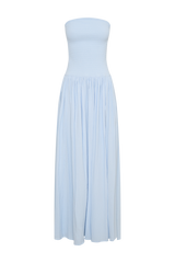 Maureen Cotton Shirring Maxi Dress - Powder Blue