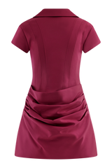 Tarryn Collared Cotton Mini Dress - Dragonfruit