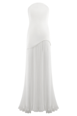 Juno Strapless Pleated Maxi Gown - White