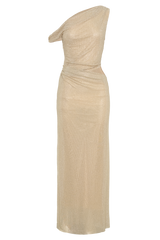 Kenny Diamante One Shoulder Maxi Dress - Gold