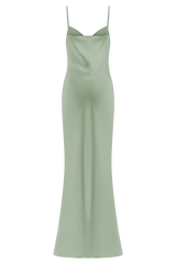 Lilly Sweetheart Satin Maxi Dress - Sage