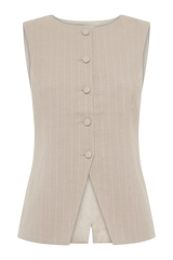 Tracey Suiting Vest - Taupe Pinstripe