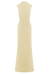 Massie Slinky And Mesh Maxi Dress - Lemon